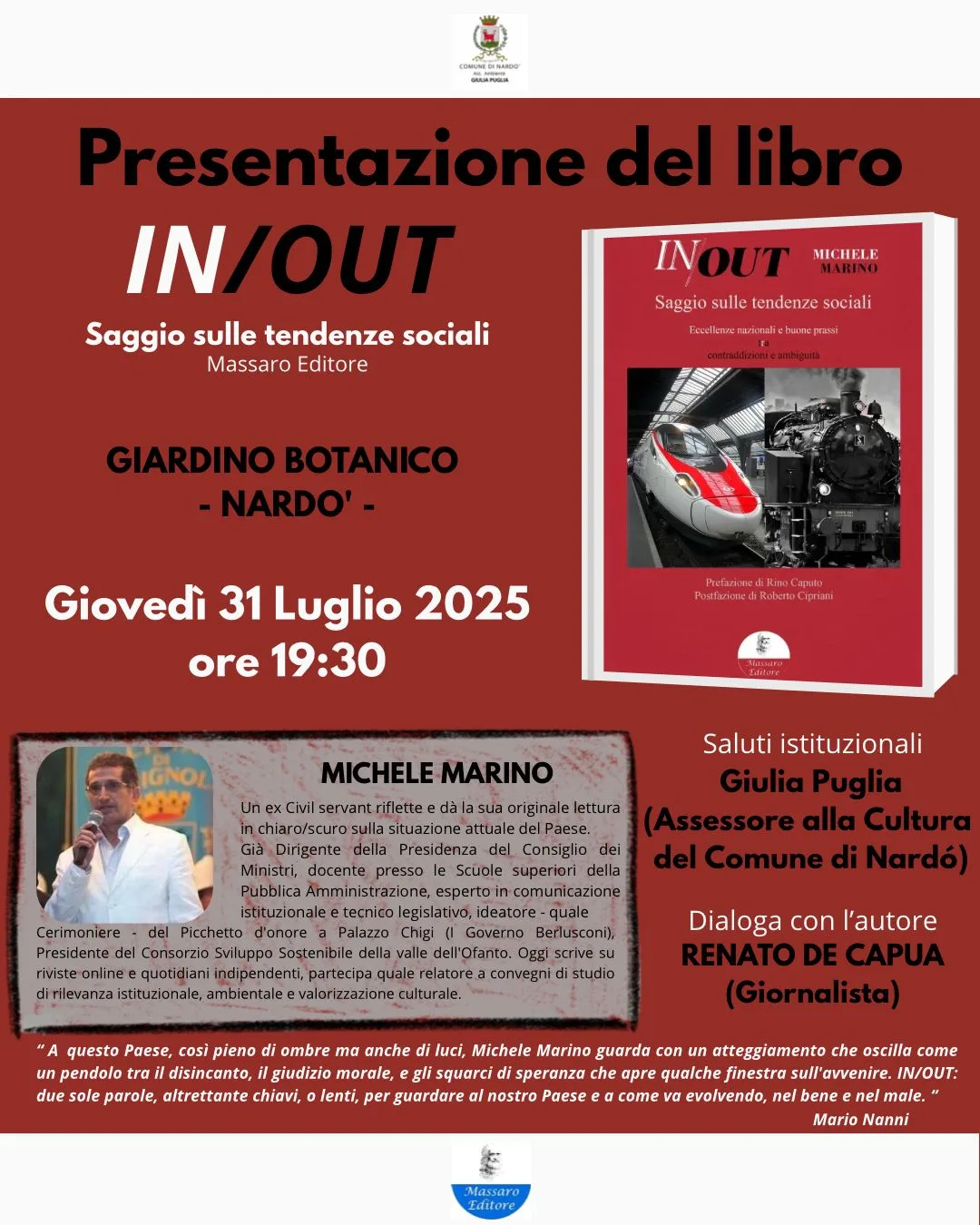 titolo immagine Immagine di In/Out, Michele Marino presenta il suo saggio sulle tendenze sociali