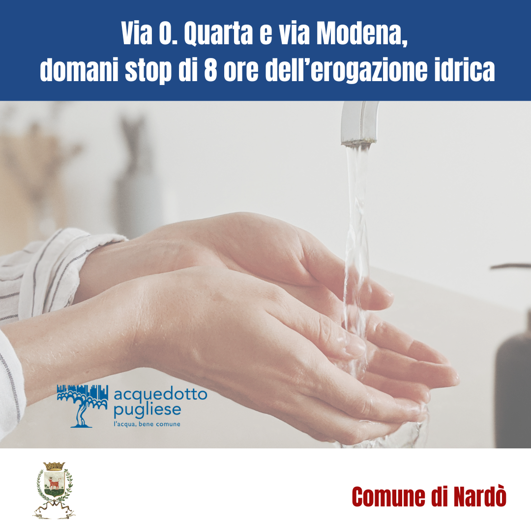 titolo immagine Immagine di Via O. Quarta e via Modena, domani stop di 8 ore dell'erogazione idrica